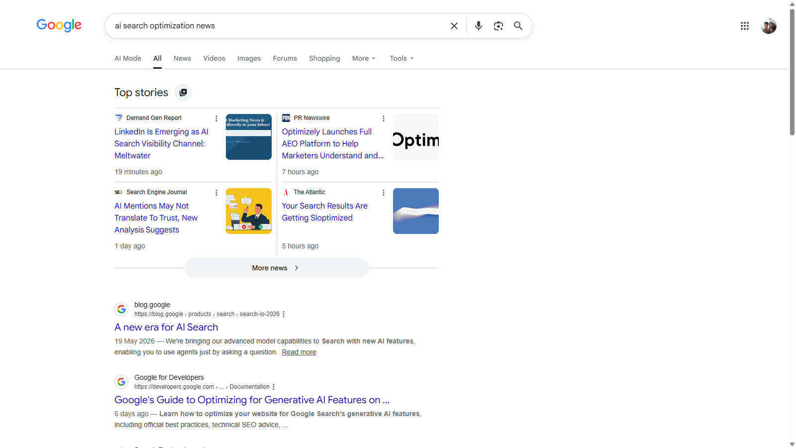 Search results reload after saving a preferred source